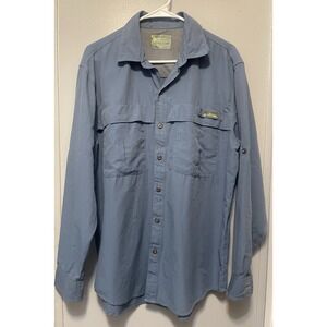 GH Bass Explorer Shirt Men's  Large Blue Button Up Roll Tab Sleeve Hike Fish